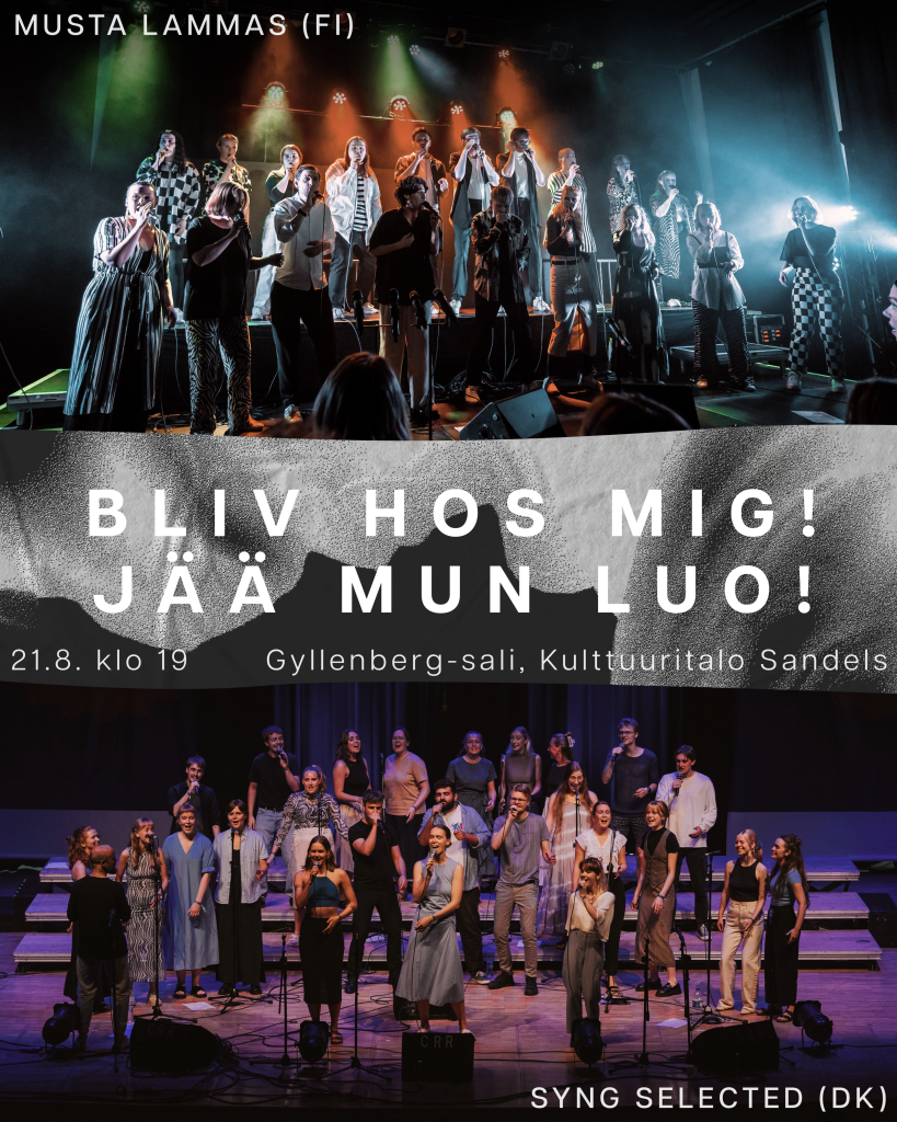 Musta lammas ja Syng Selected Bliv hos mig -konsertin juliste